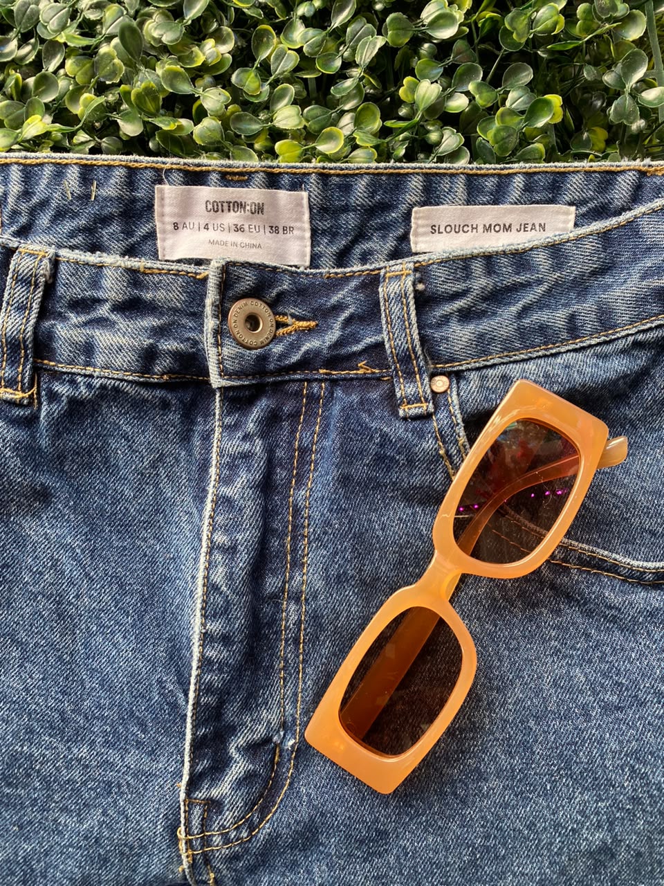 Washed Blue High-Rise Tapered Jeans