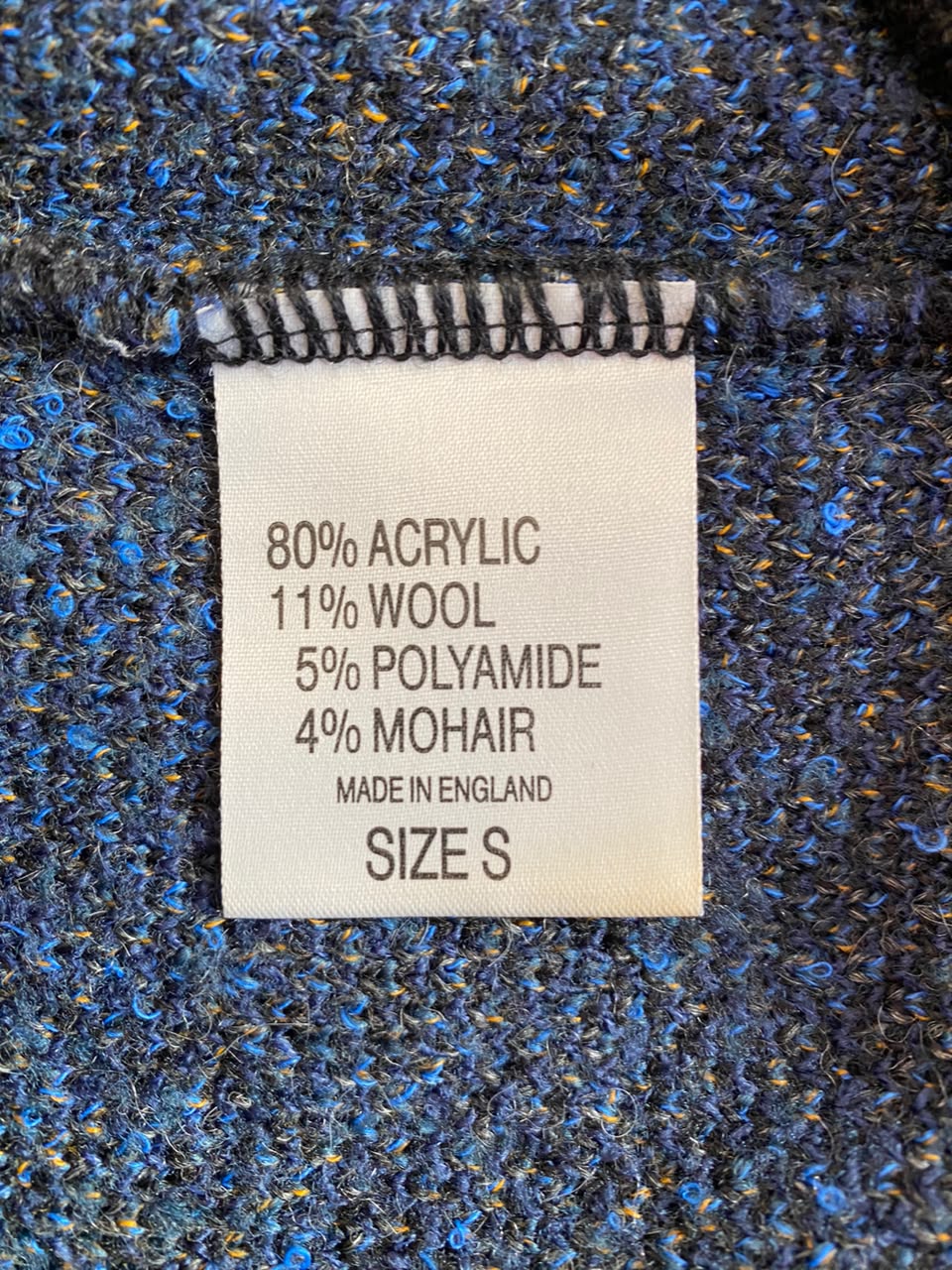 Charcoal Blue Wool-Blend Open-Knit V-Neck Sweater