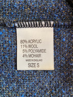 Charcoal Blue Wool-Blend Open-Knit V-Neck Sweater