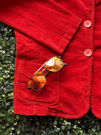 Tomato Red Cotton-Blend Corduroy Blazer