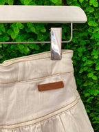 White Button-Front Flared Mini Skirt