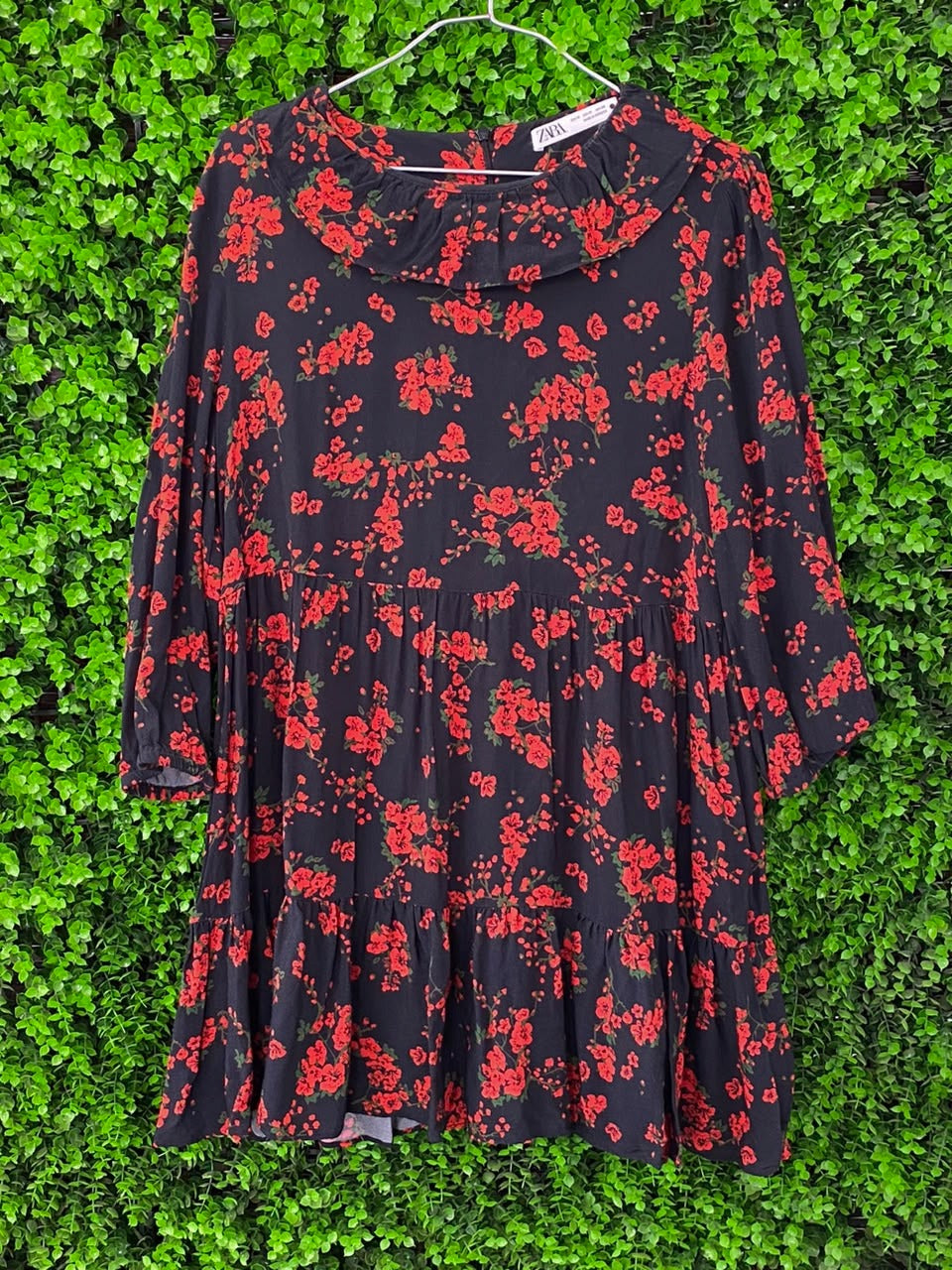 Black & Red Floral Mini Dress