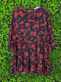 Black & Red Floral Mini Dress