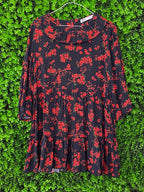 Black & Red Floral Mini Dress