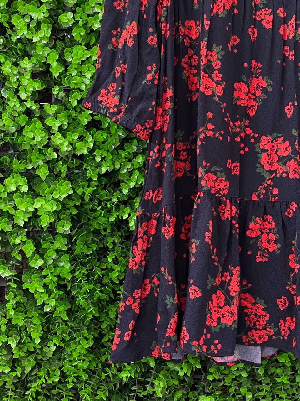 Black & Red Floral Mini Dress