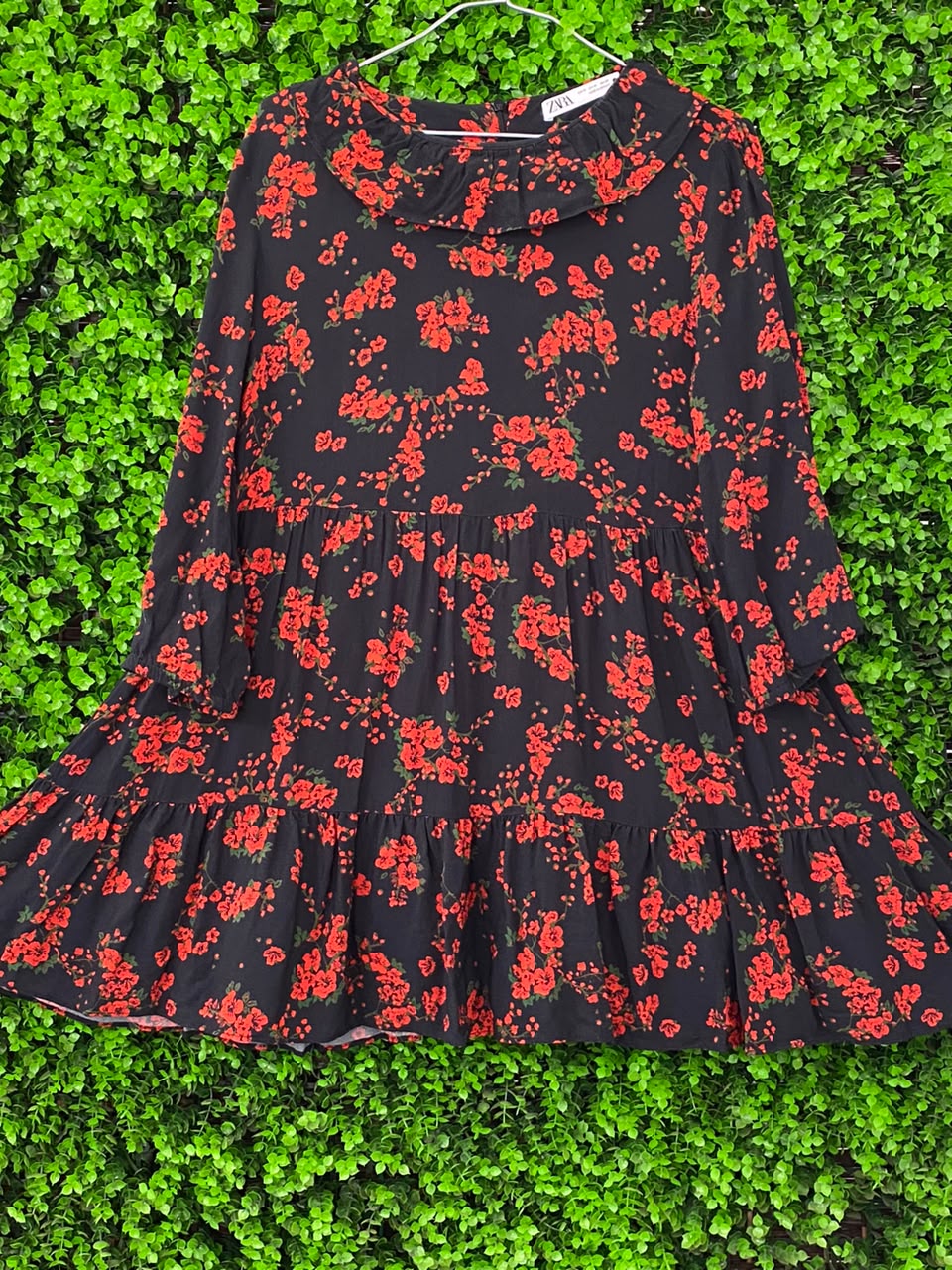 Black & Red Floral Mini Dress