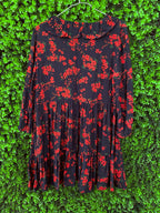 Black & Red Floral Mini Dress