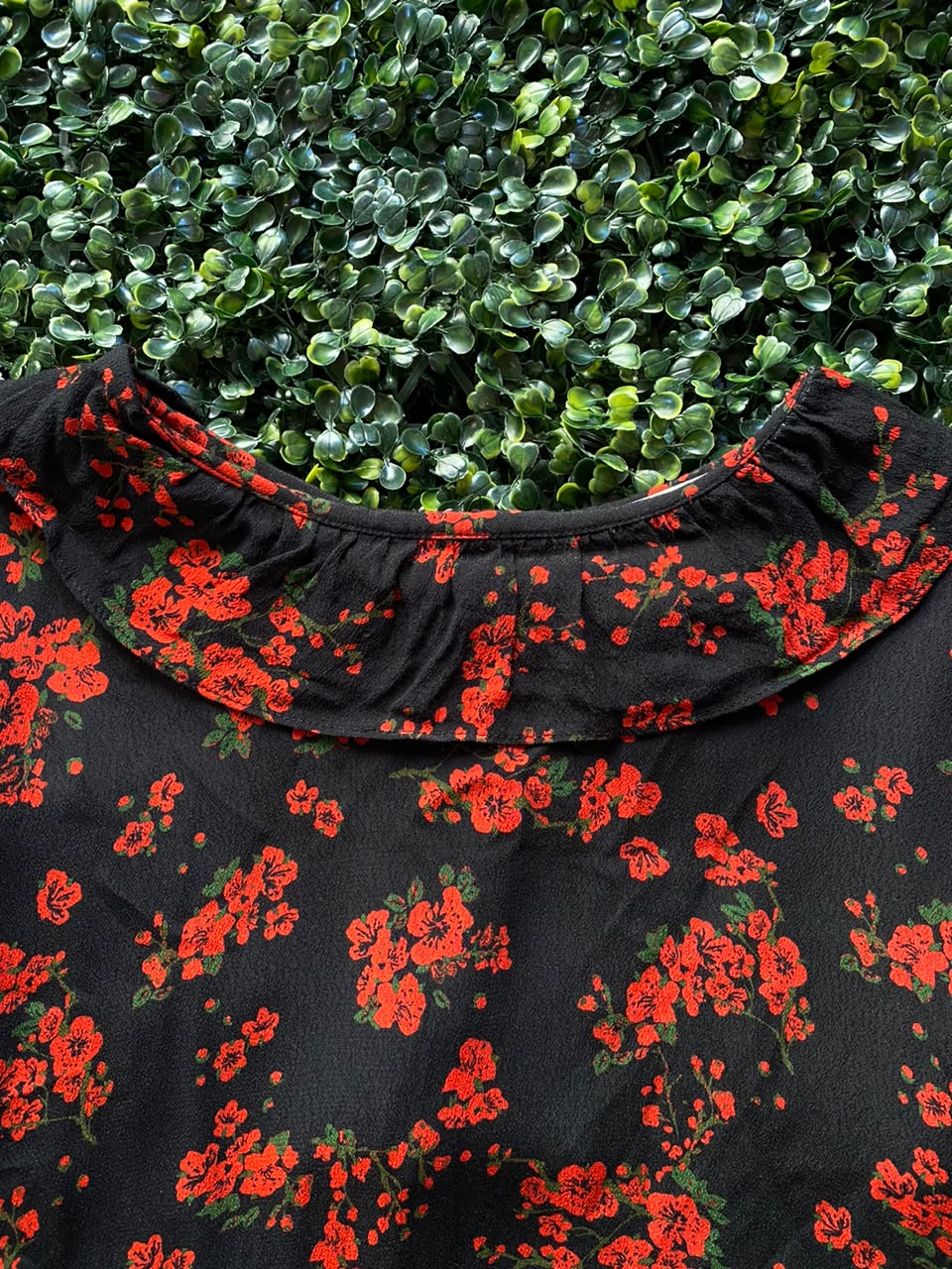 Black & Red Floral Mini Dress