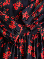 Black & Red Floral Mini Dress