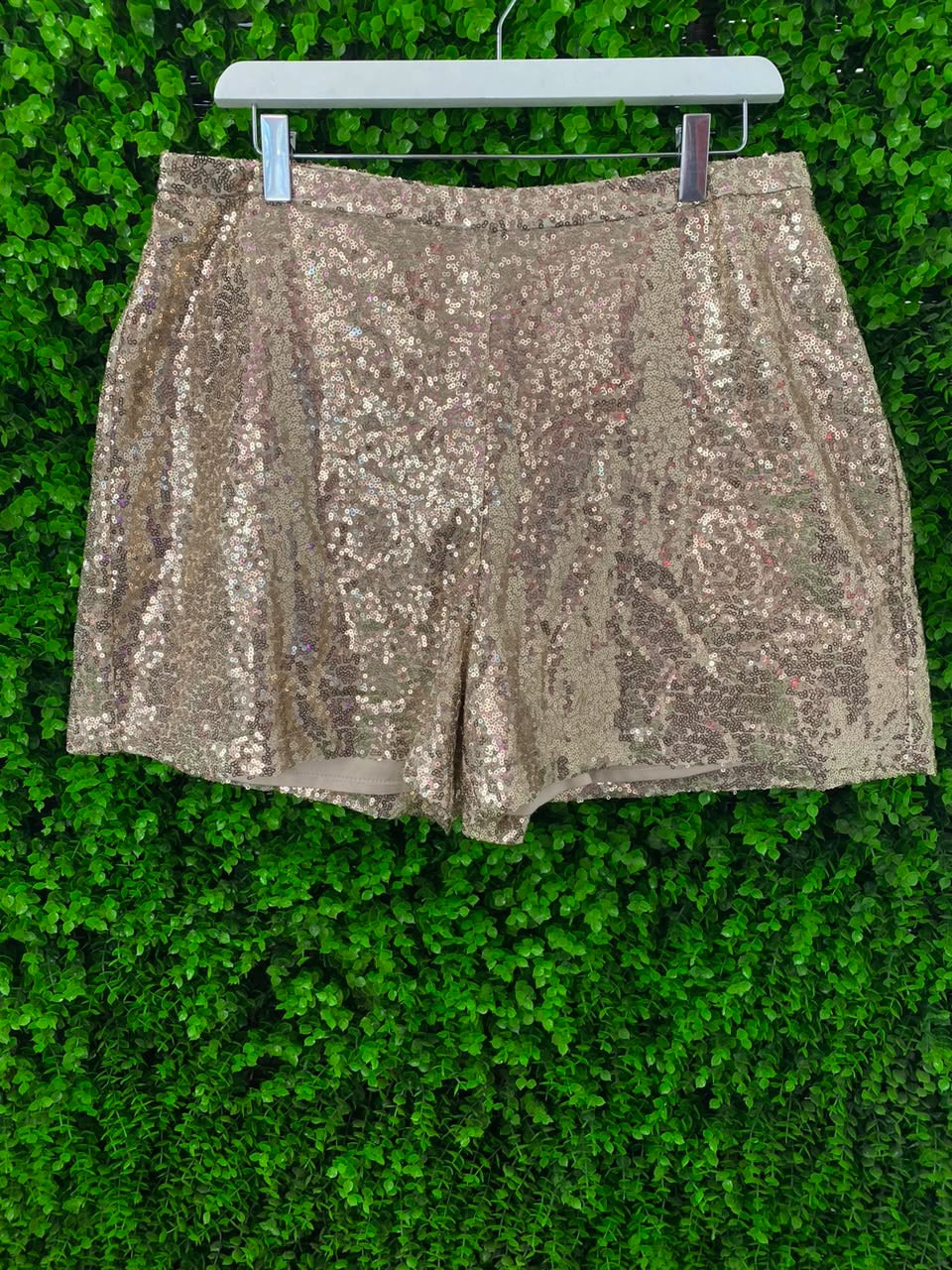 Taupe Sequin Tailored Shorts