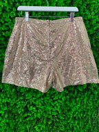 Taupe Sequin Tailored Shorts