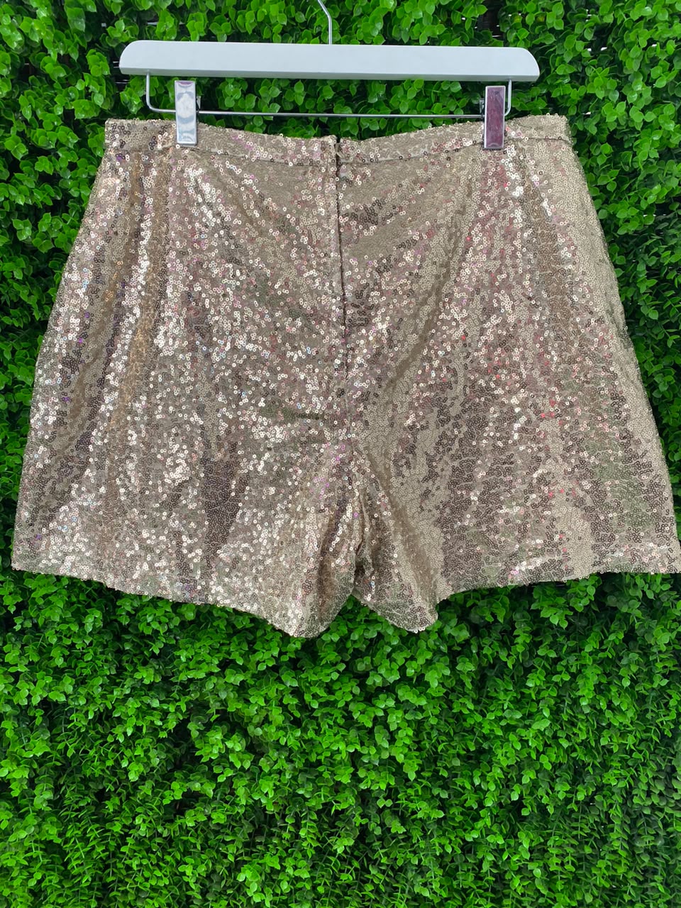 Taupe Sequin Tailored Shorts