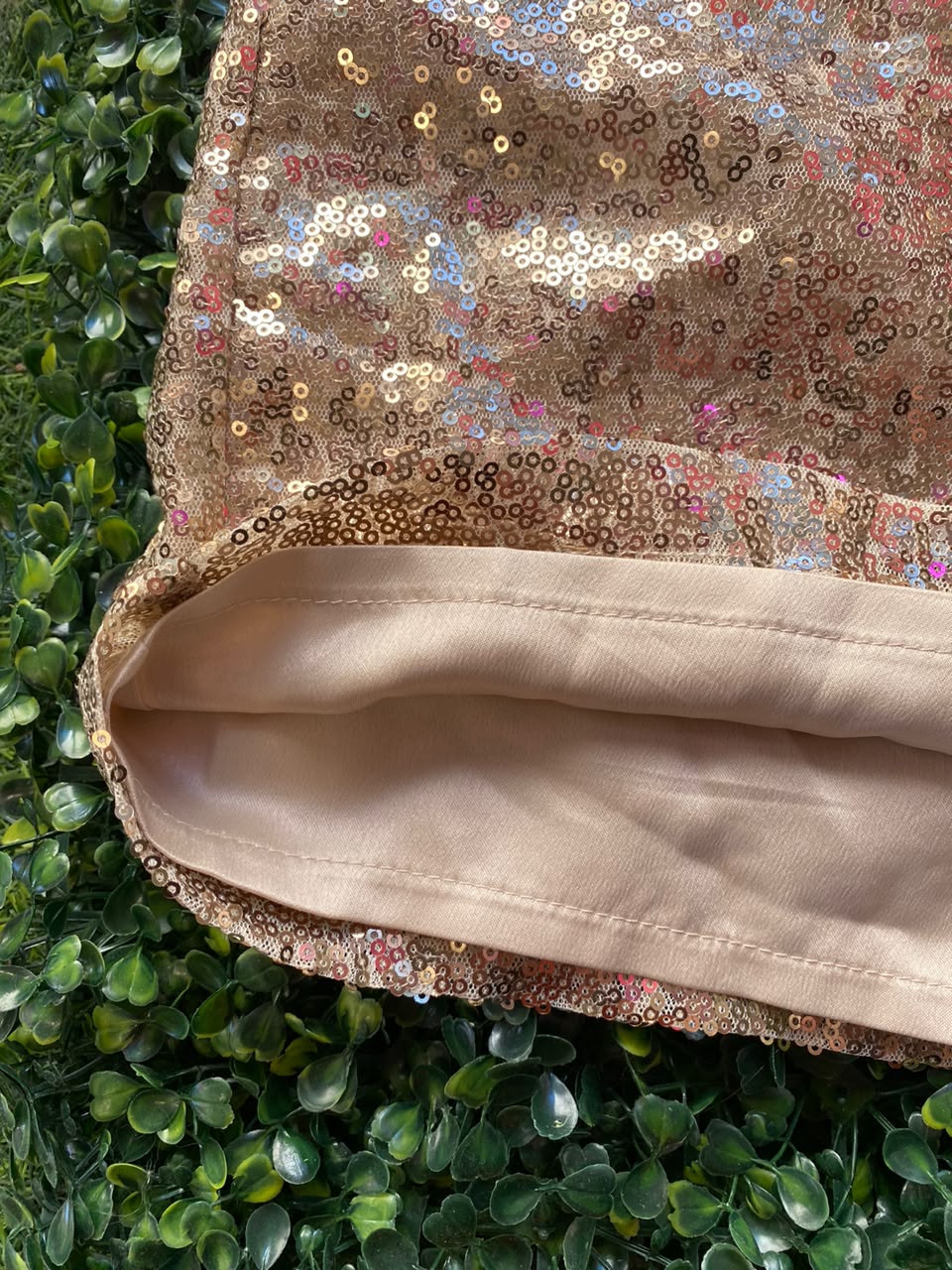 Taupe Sequin Tailored Shorts