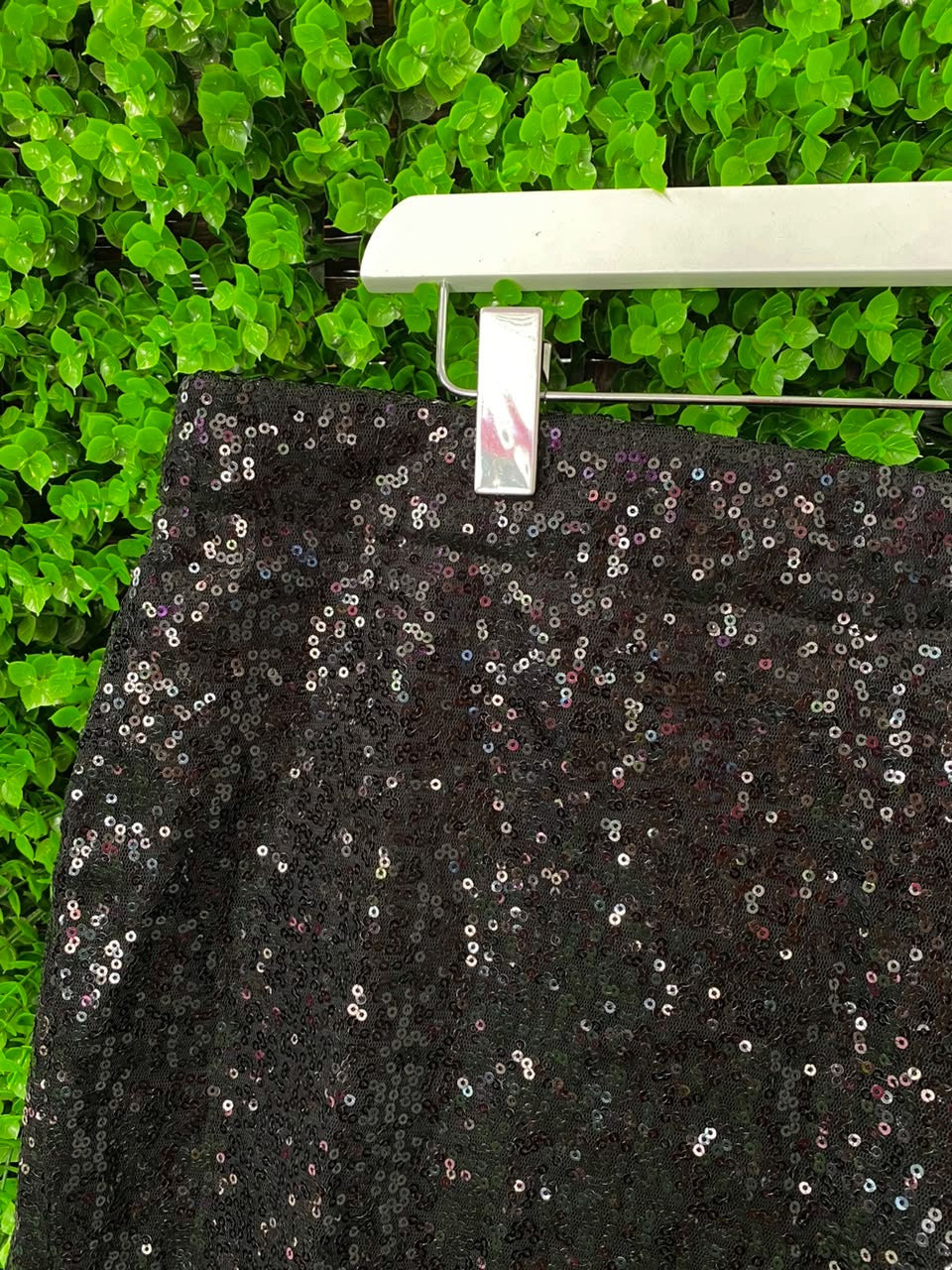 Amanda Ferri Black Sequin Tailored Shorts