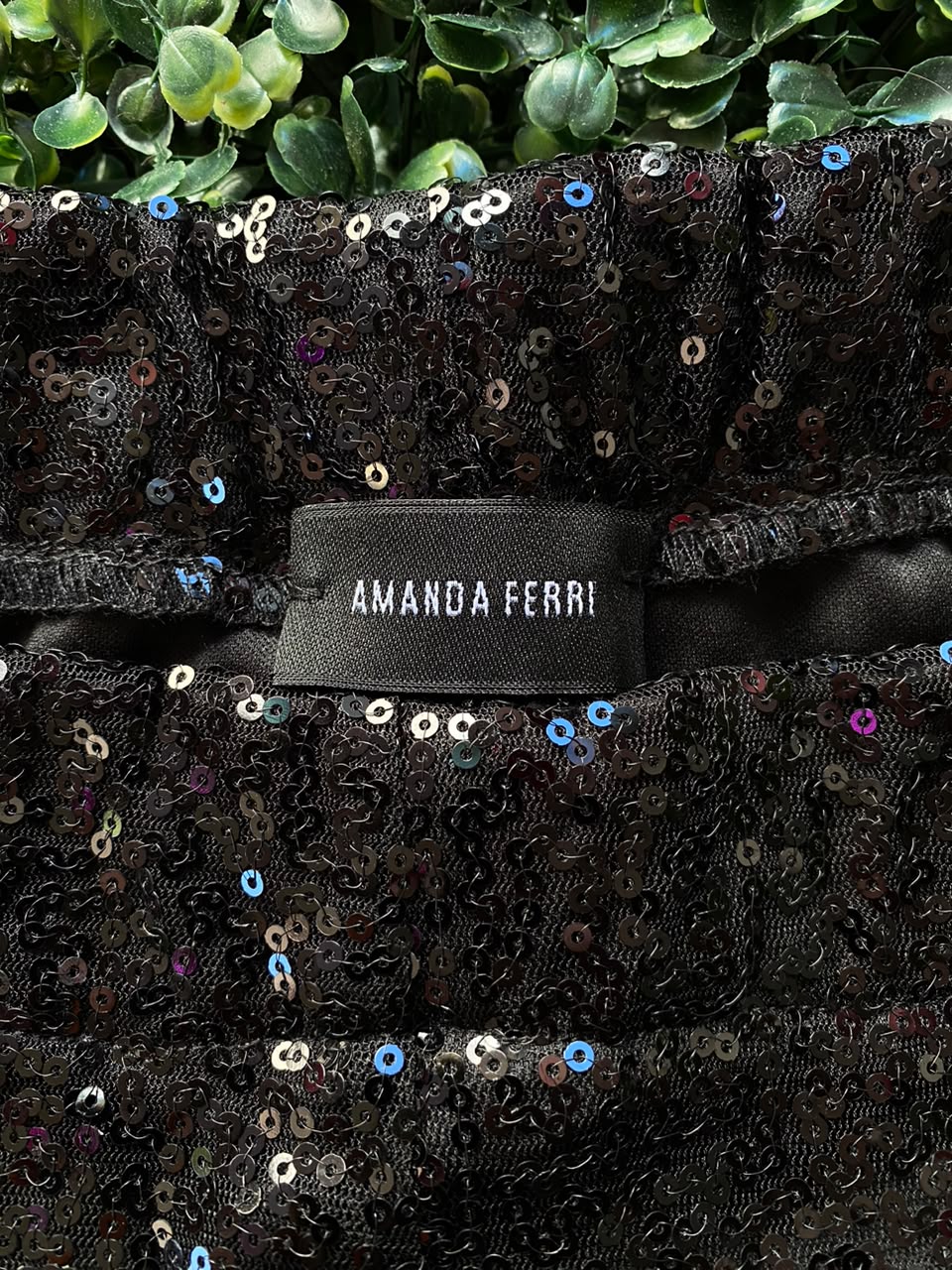 Amanda Ferri Black Sequin Tailored Shorts