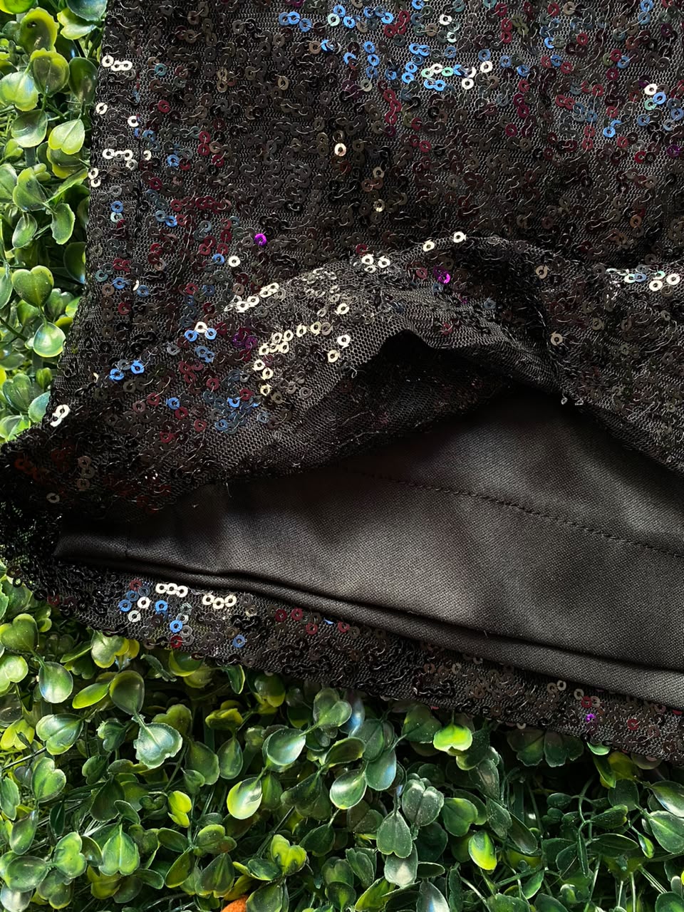 Amanda Ferri Black Sequin Tailored Shorts