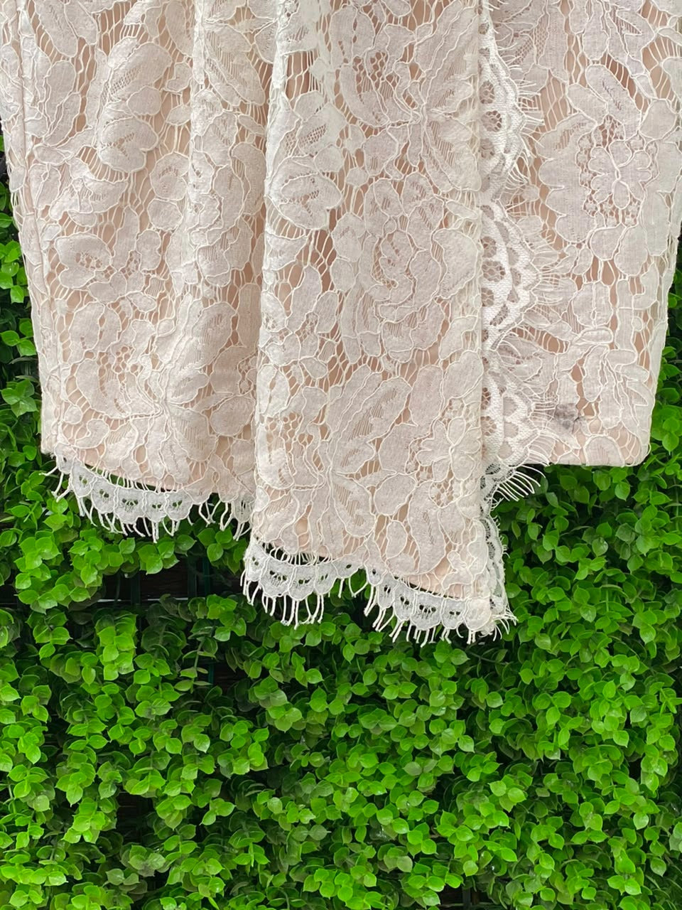 Ivory Lace Deep-V Longline Cardigan