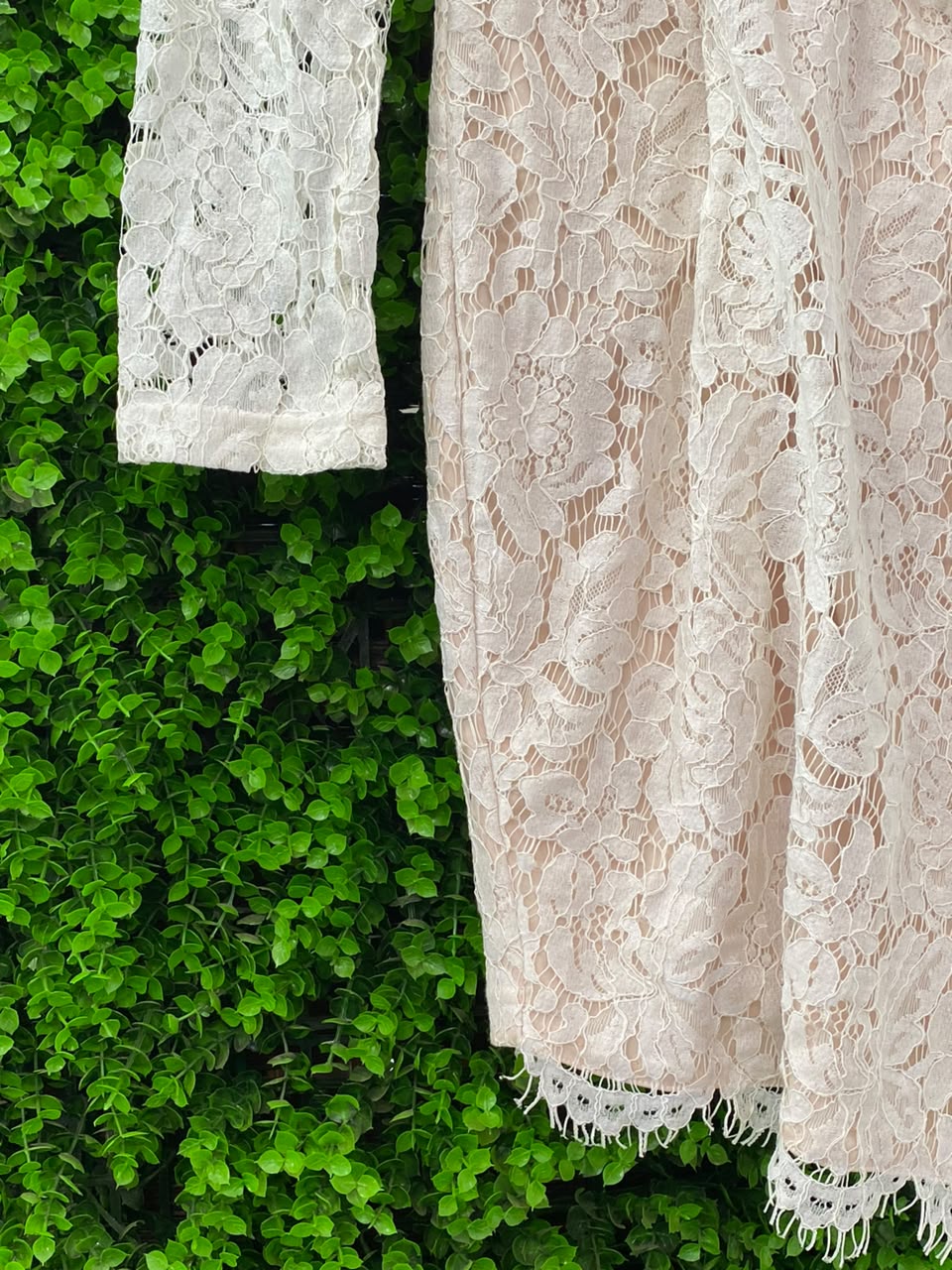 Ivory Lace Deep-V Longline Cardigan