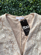 Ivory Lace Deep-V Longline Cardigan