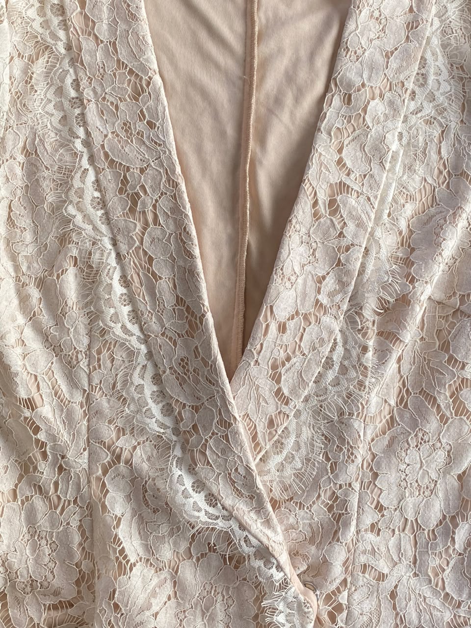 Ivory Lace Deep-V Longline Cardigan