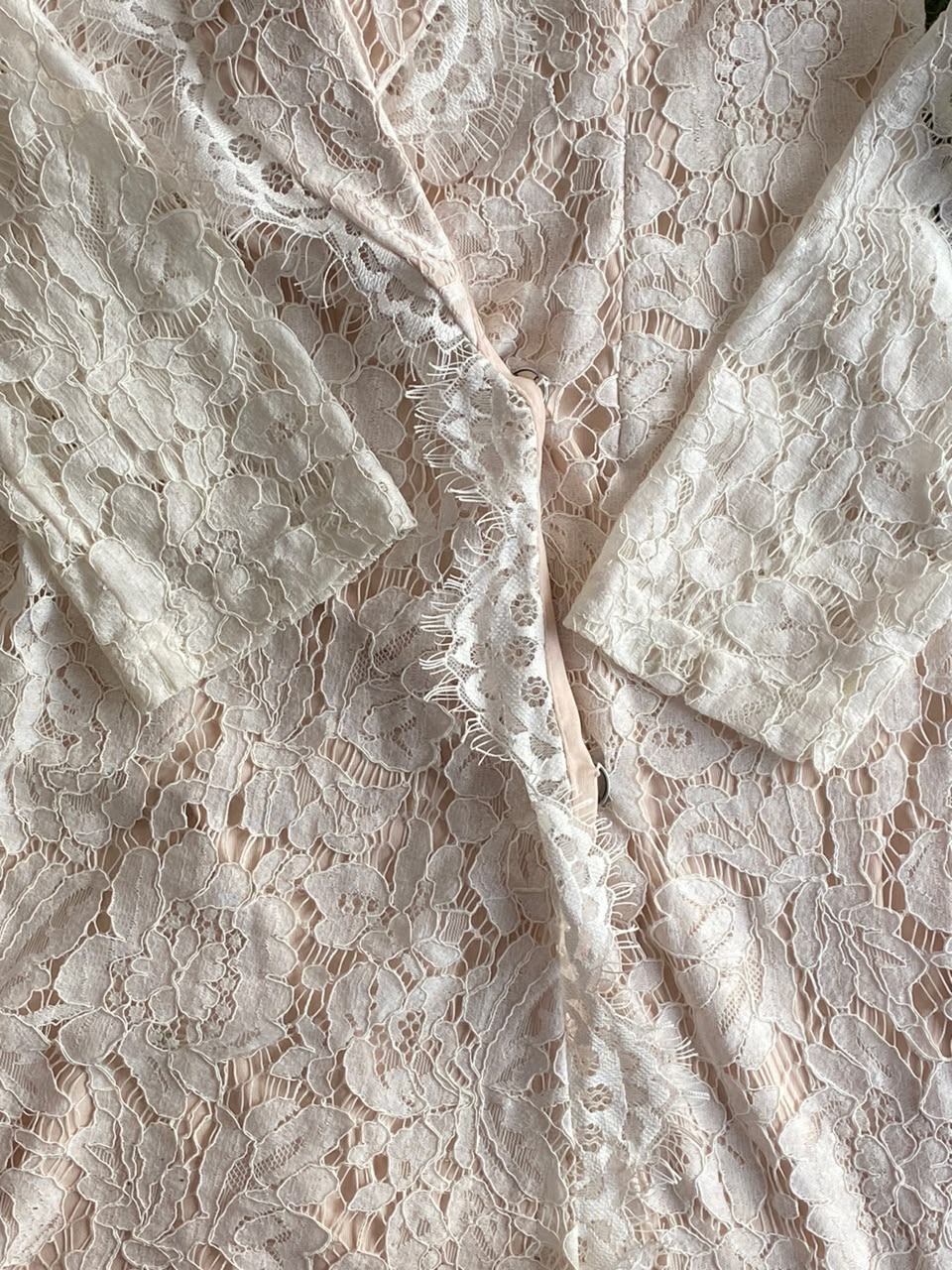 Ivory Lace Deep-V Longline Cardigan