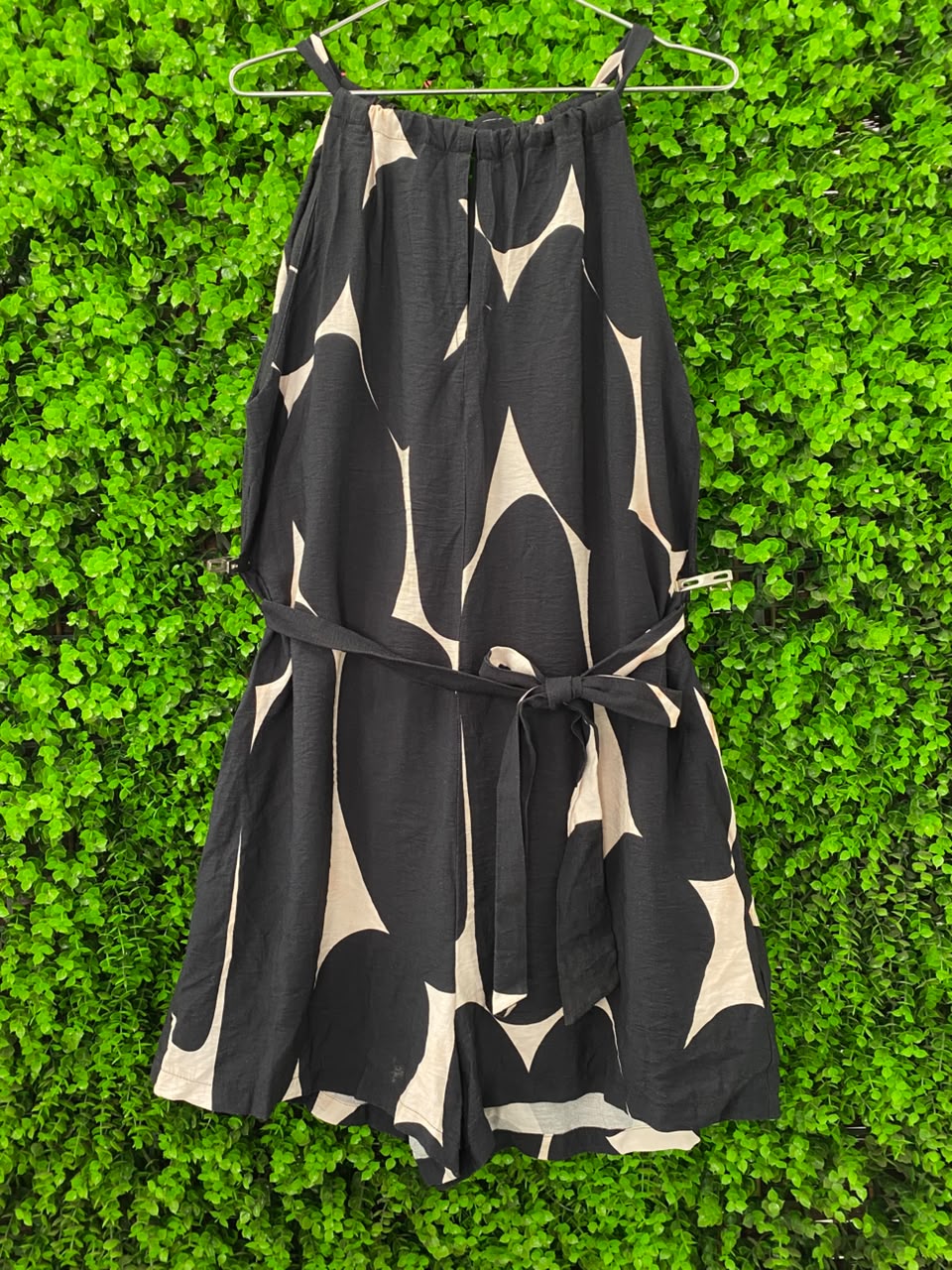 Iconography Black & Ivory Abstract Belted Midi Dress