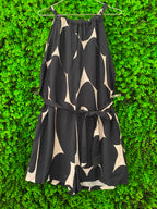 Iconography Black & Ivory Abstract Belted Midi Dress