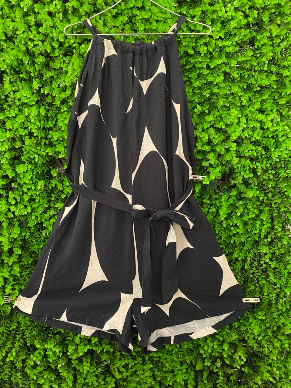 Iconography Black & Ivory Abstract Belted Midi Dress