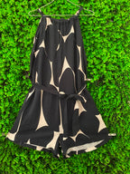 Iconography Black & Ivory Abstract Belted Midi Dress