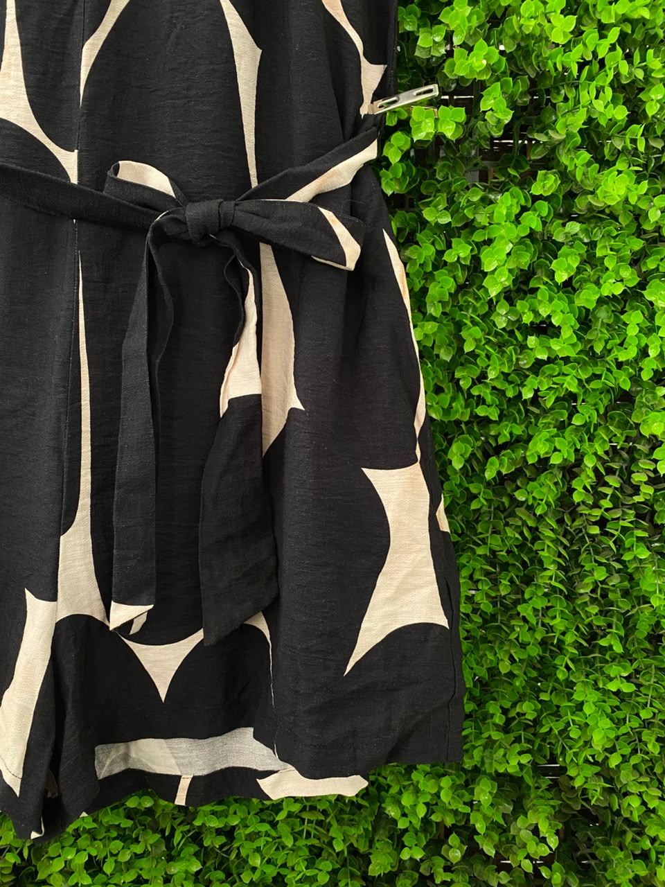 Iconography Black & Ivory Abstract Belted Midi Dress