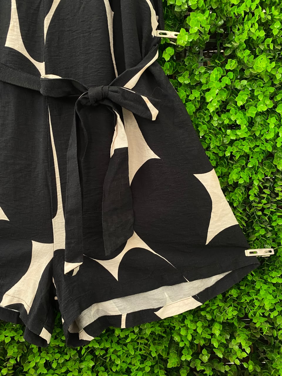 Iconography Black & Ivory Abstract Belted Midi Dress