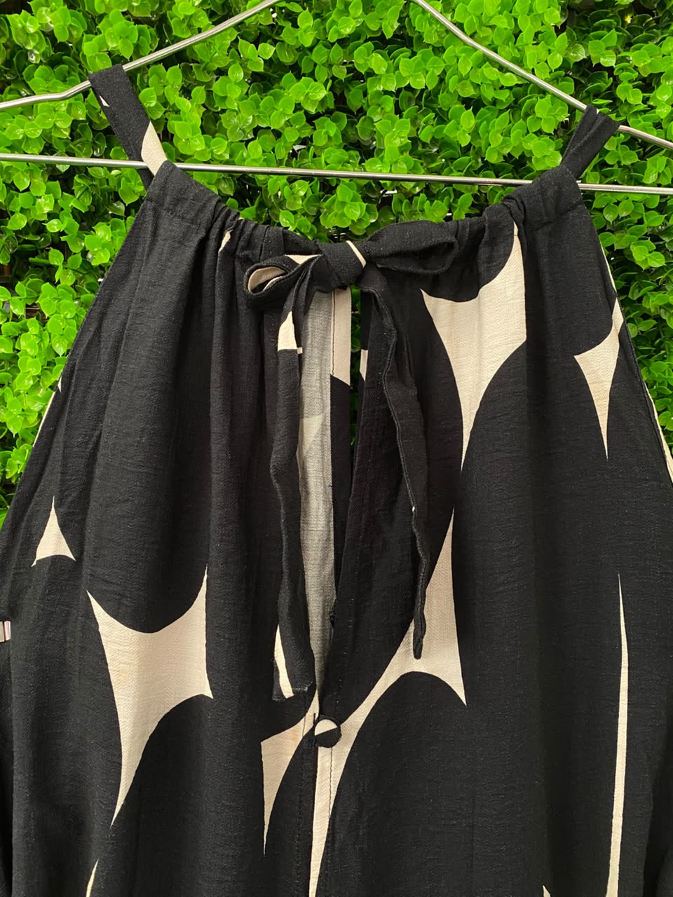 Iconography Black & Ivory Abstract Belted Midi Dress