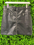 Black Pleather Zip-Front Skirt