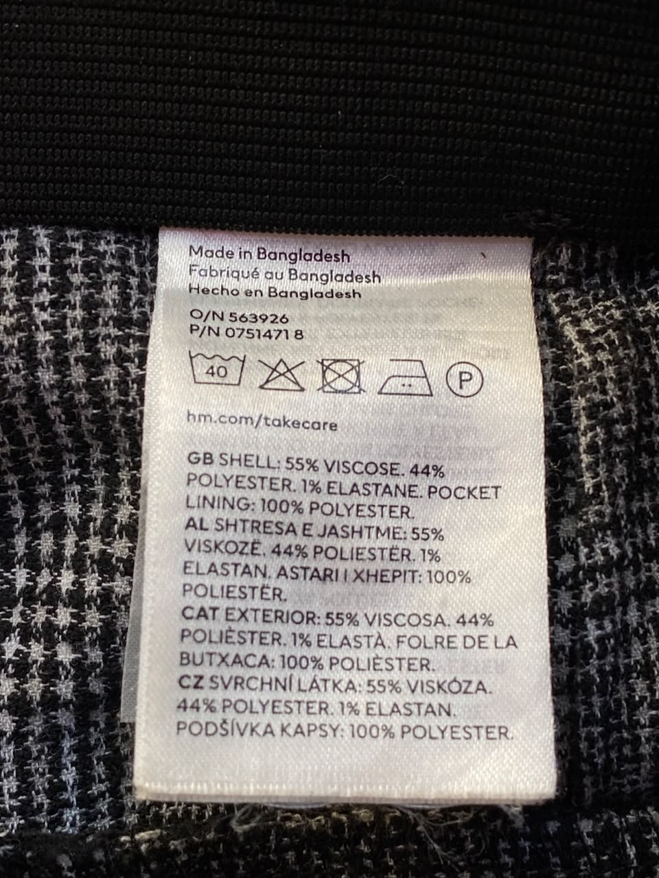 H&M Grey Check Tailored Trousers