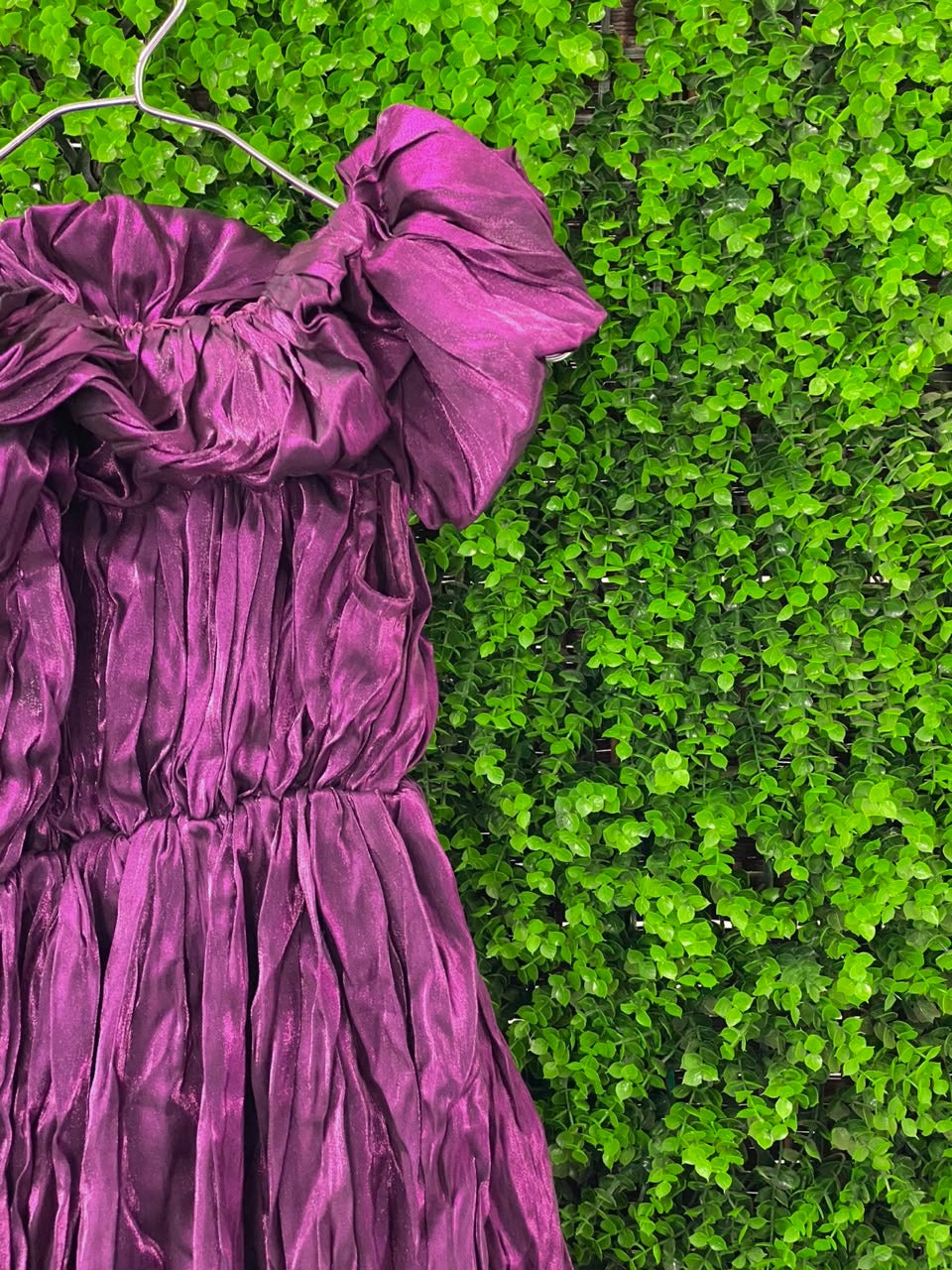 Bekerela Plum Ruffled Satin Mini Dress