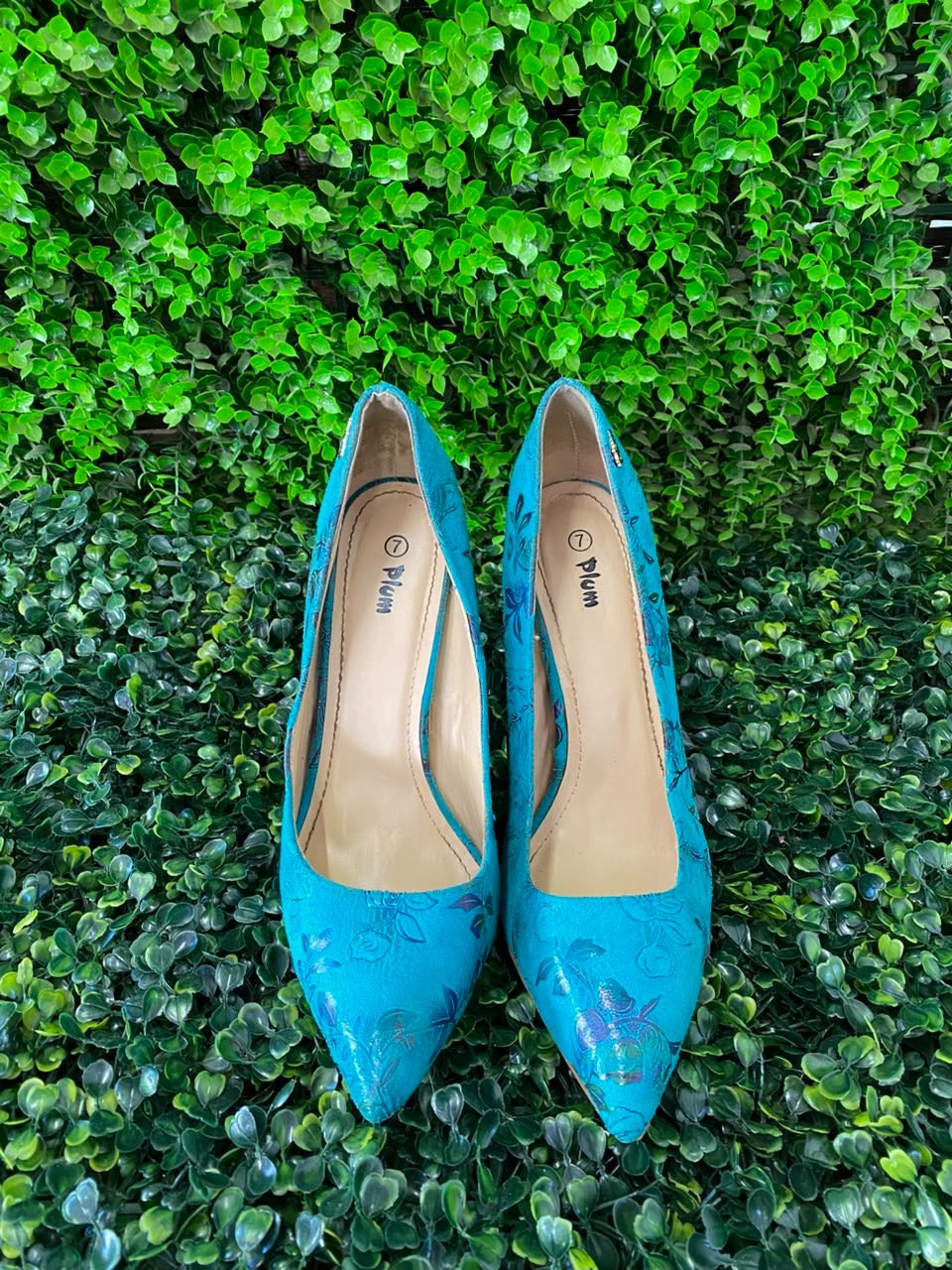 Turquoise  Pointed-Toe Pumps