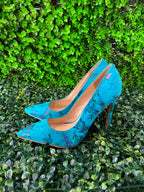 Turquoise  Pointed-Toe Pumps