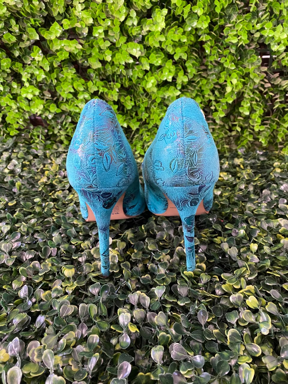 Turquoise  Pointed-Toe Pumps