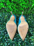 Turquoise  Pointed-Toe Pumps