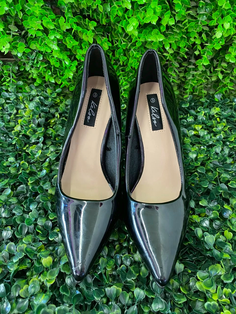 Black Patent Pointed-Toe Pumps