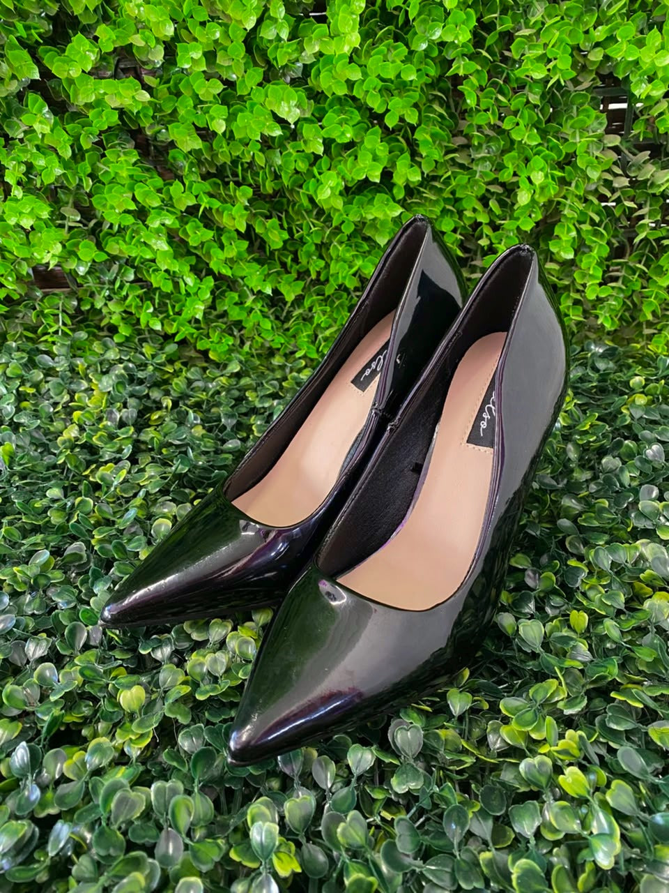 Black Patent Pointed-Toe Pumps