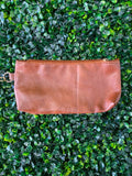 Cognac Leather Zip Clutch