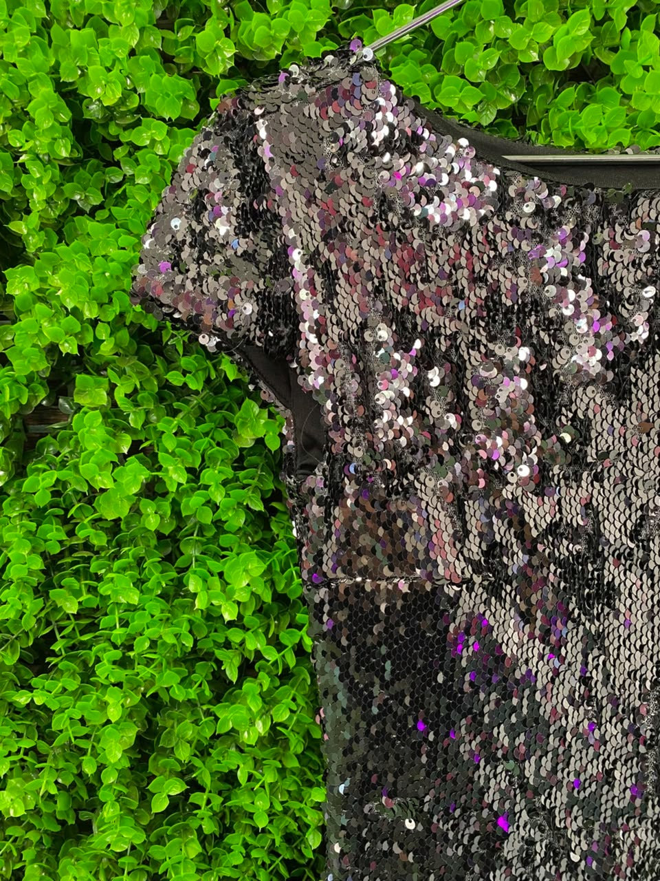 Black Sequin Bodycon Mini Dress