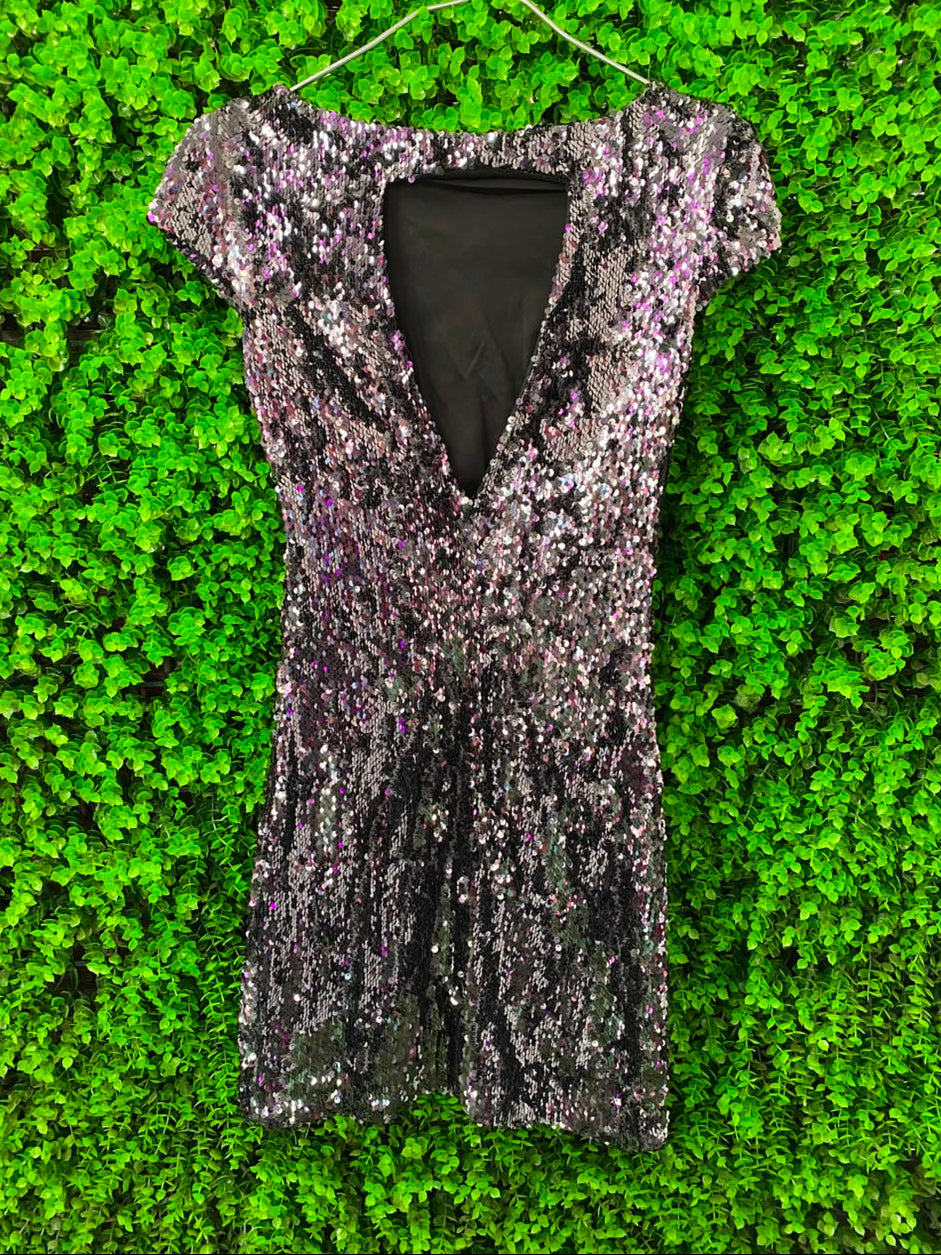 Black Sequin Bodycon Mini Dress