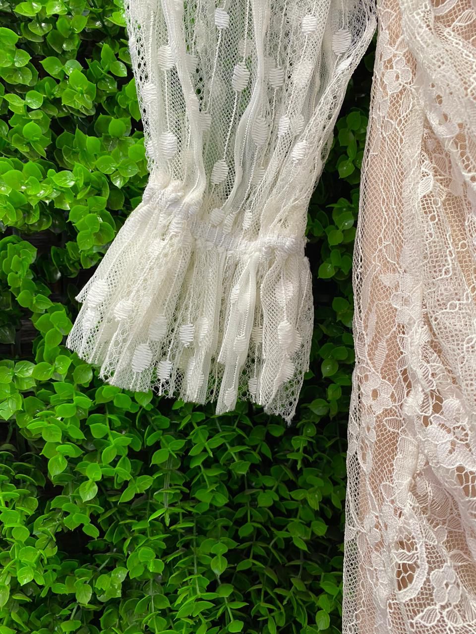 Ivory Lace Ruched Mini Dress