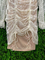 Ivory Lace Ruched Mini Dress