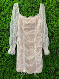 Ivory Lace Ruched Mini Dress