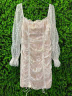 Ivory Lace Ruched Mini Dress