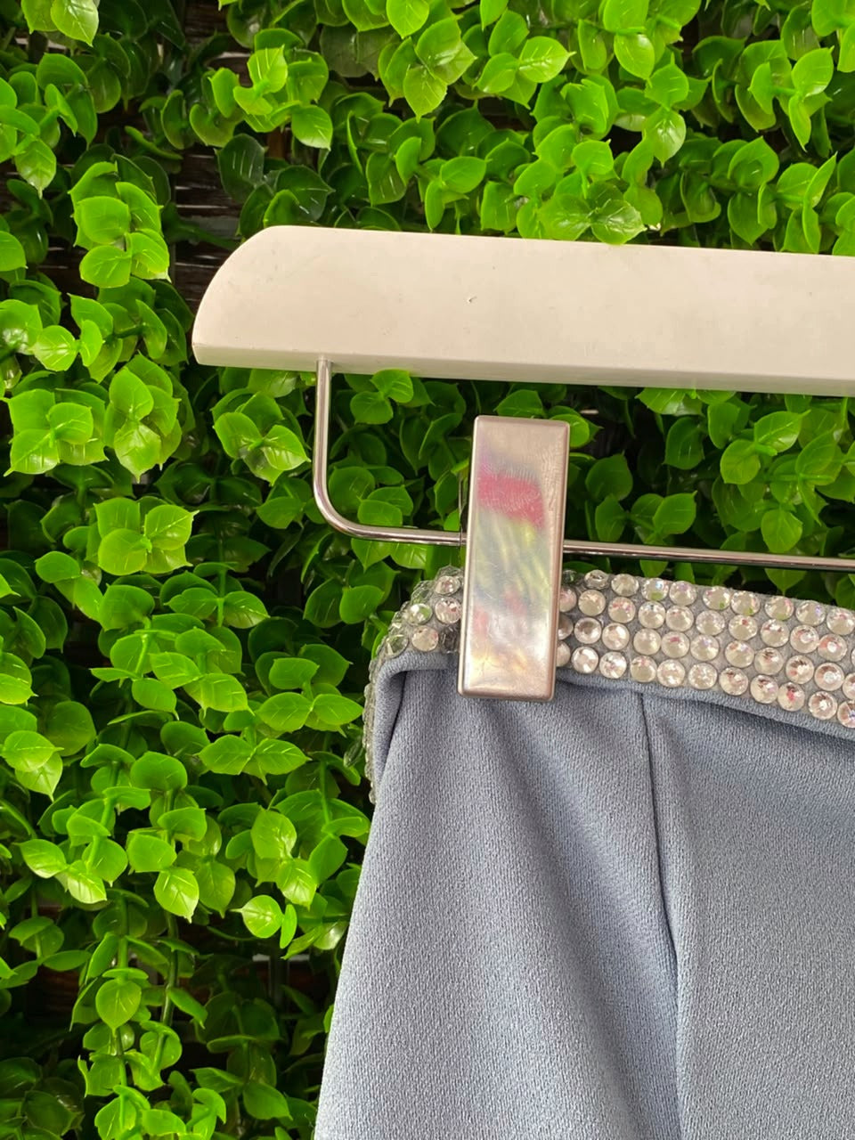 SassyChic Silver Satin Bias Midi Skirt