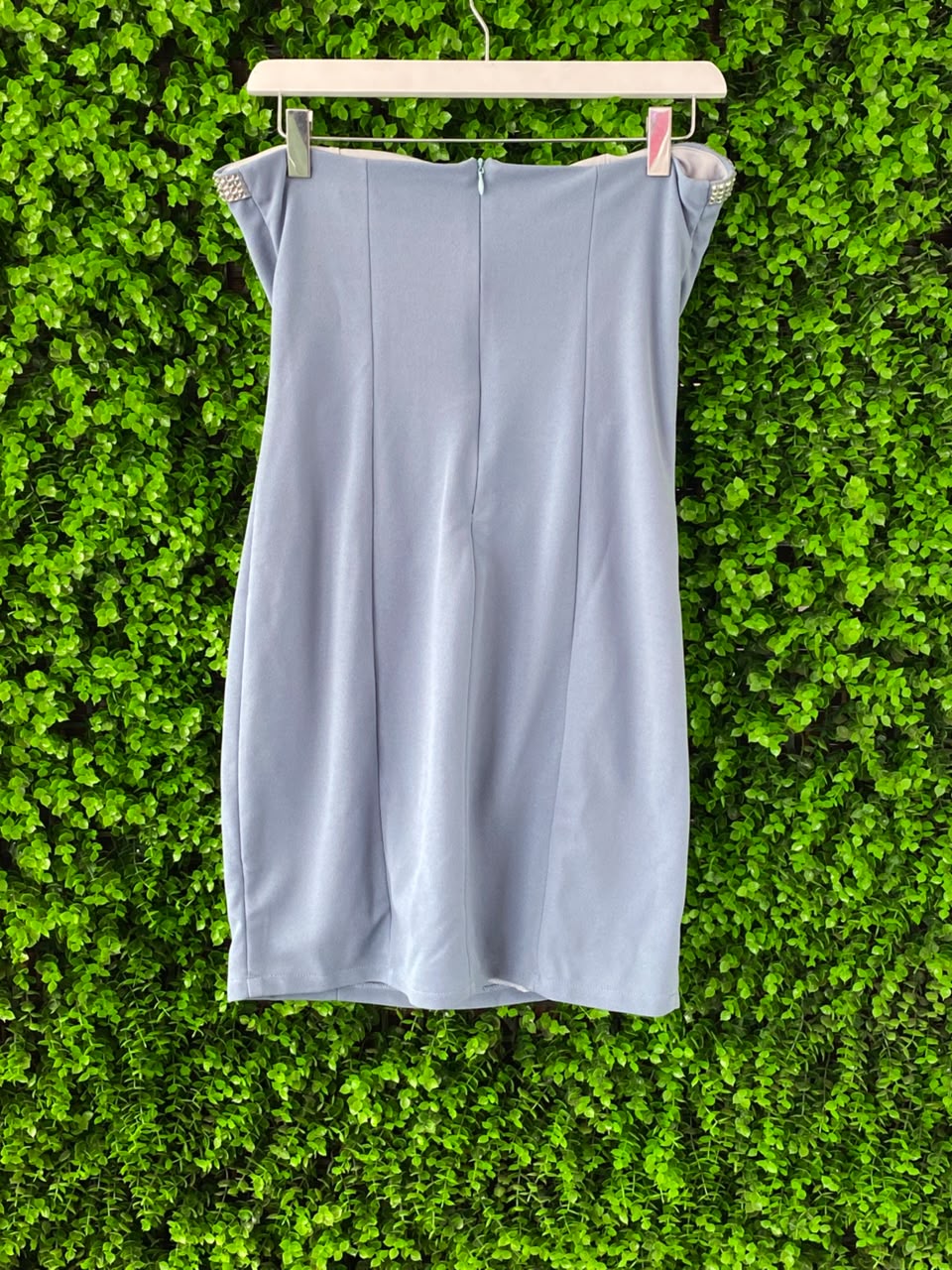 SassyChic Silver Satin Bias Midi Skirt